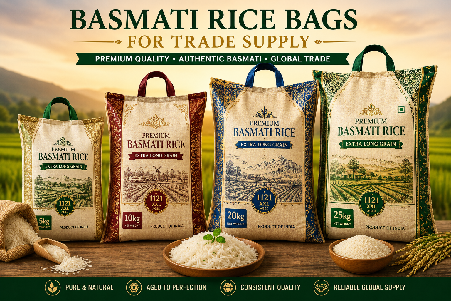 Basmati rice bags for trade supply