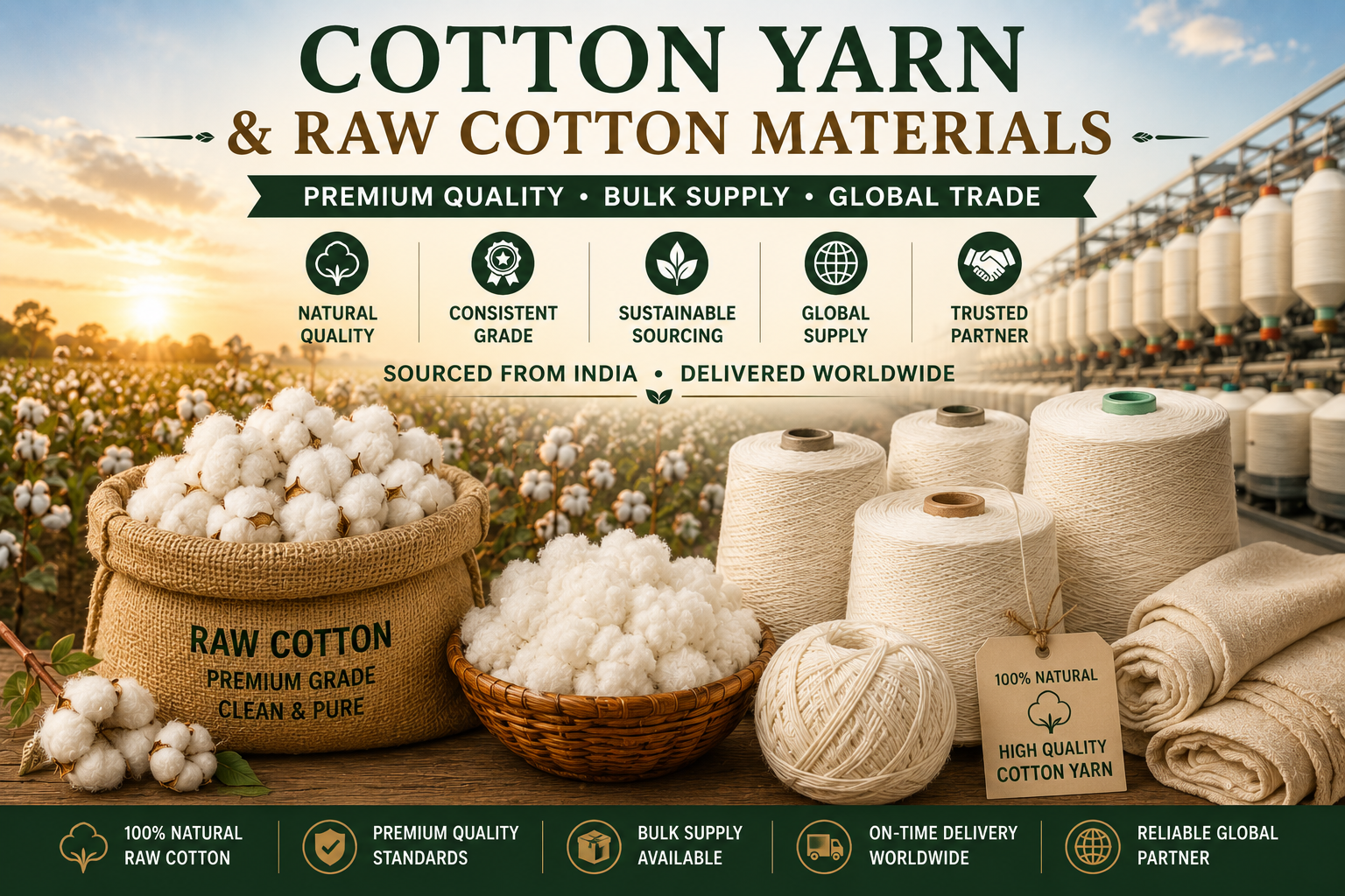 Cotton yarn and raw cotton materials