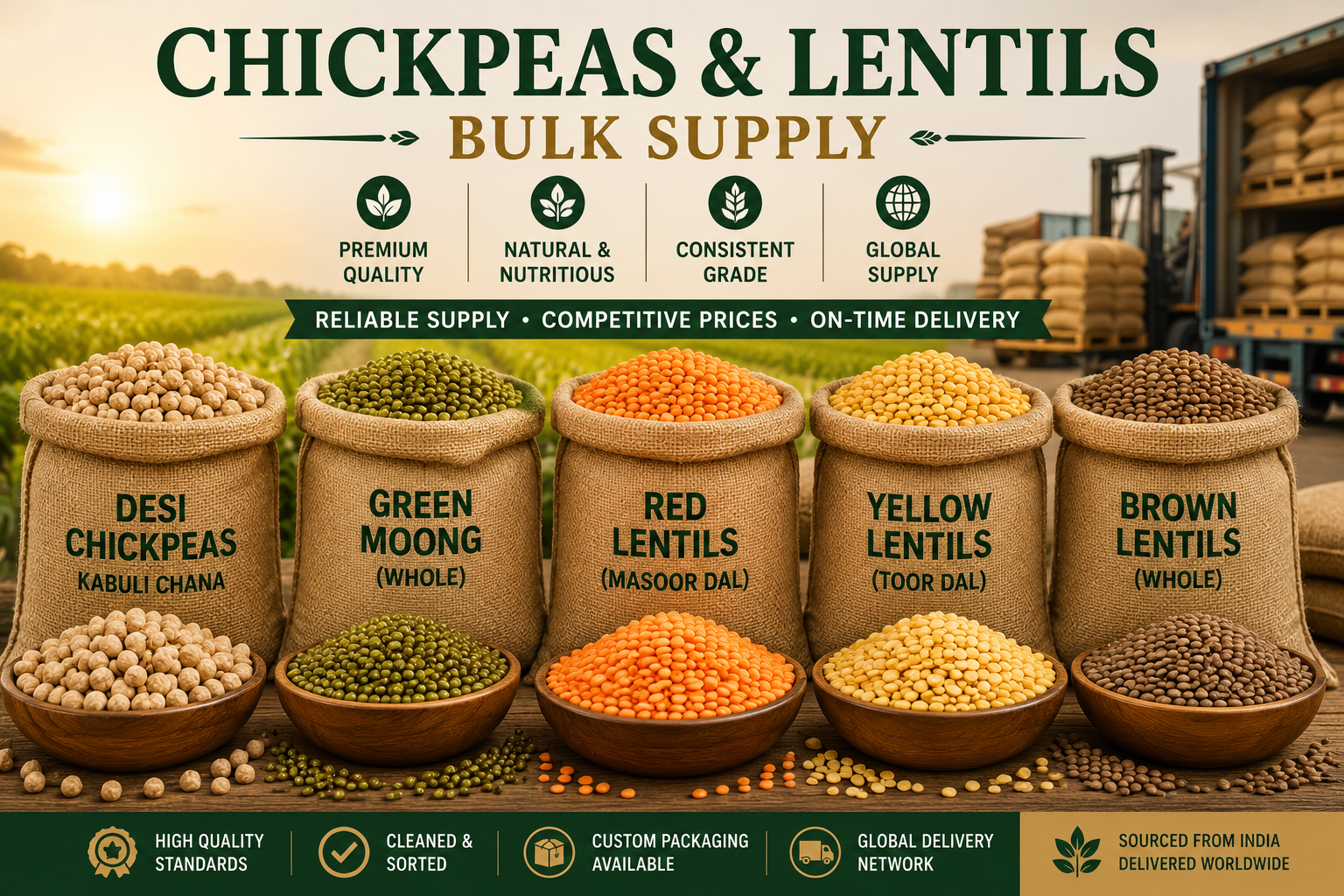 Chickpeas and lentils bulk supply
