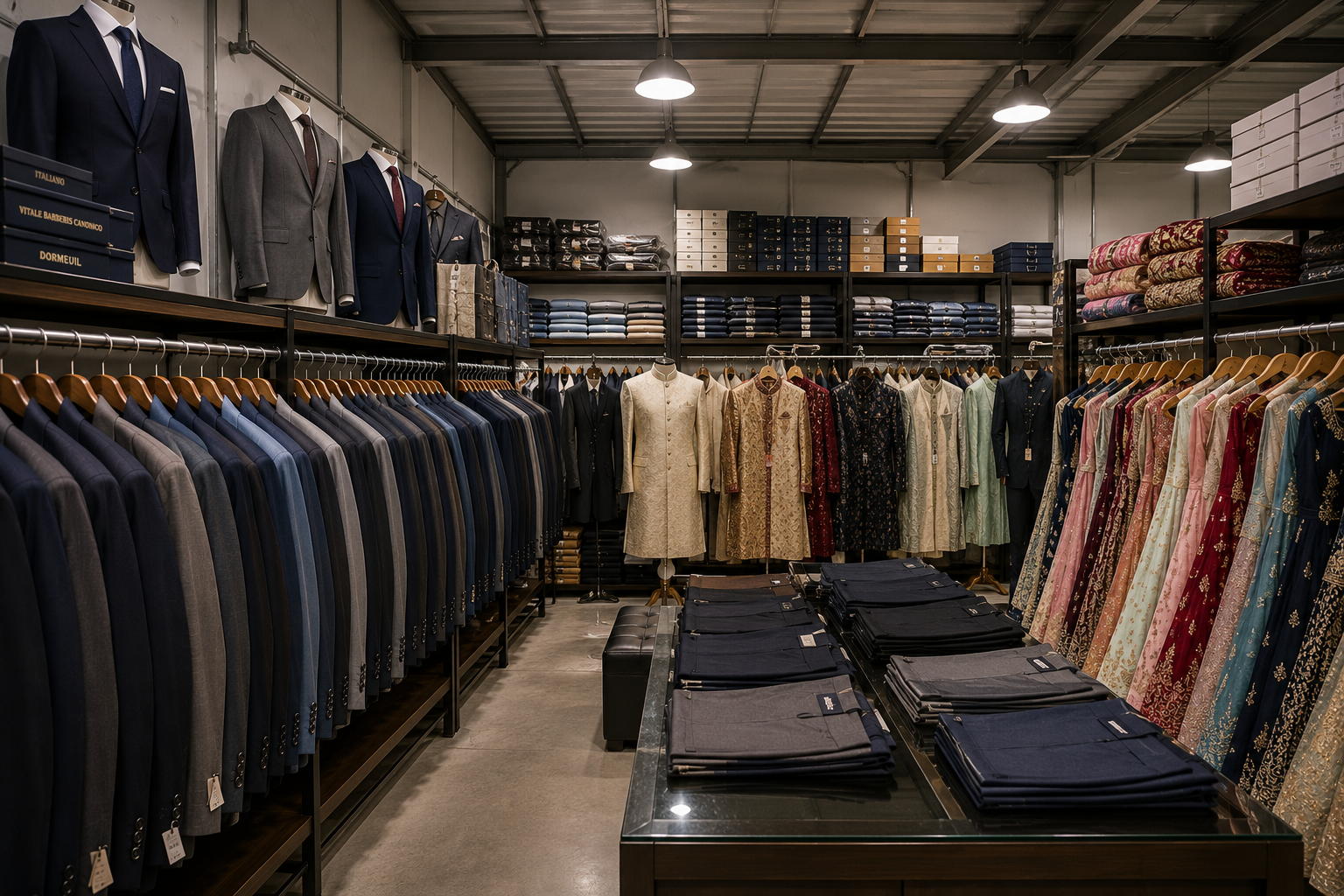 Ready-made men's and Indian suits showroom